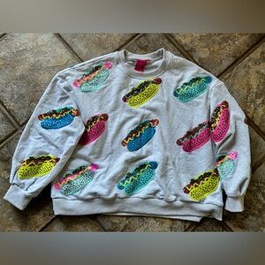 QUEEN OF SPARKLES Colorful Hot Dog Sweatshirt
